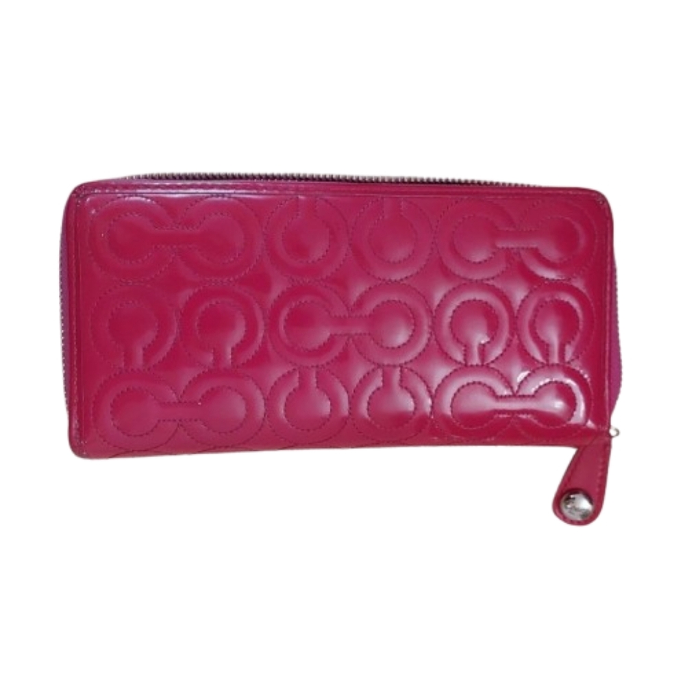 Coach Pink Quilted Zip-Around Wallet
